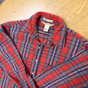 Vintage 80s Big Mac St. John's Bay Cotton Flannel Button Up RED‎ MED Made In USA